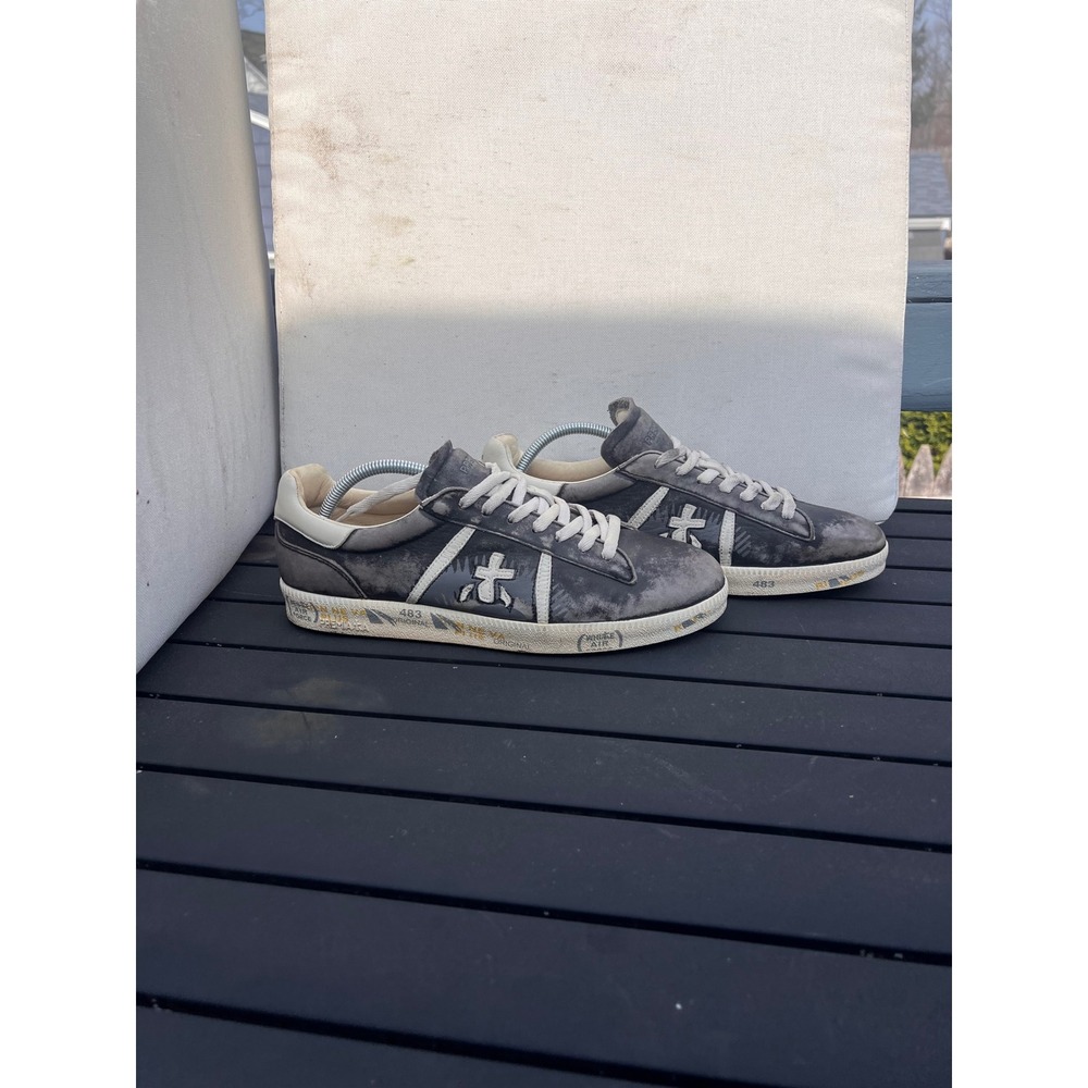 Premiata Steven Grey Distressed Leather Low Top Sneakers Mens Size 43 483 Orig.